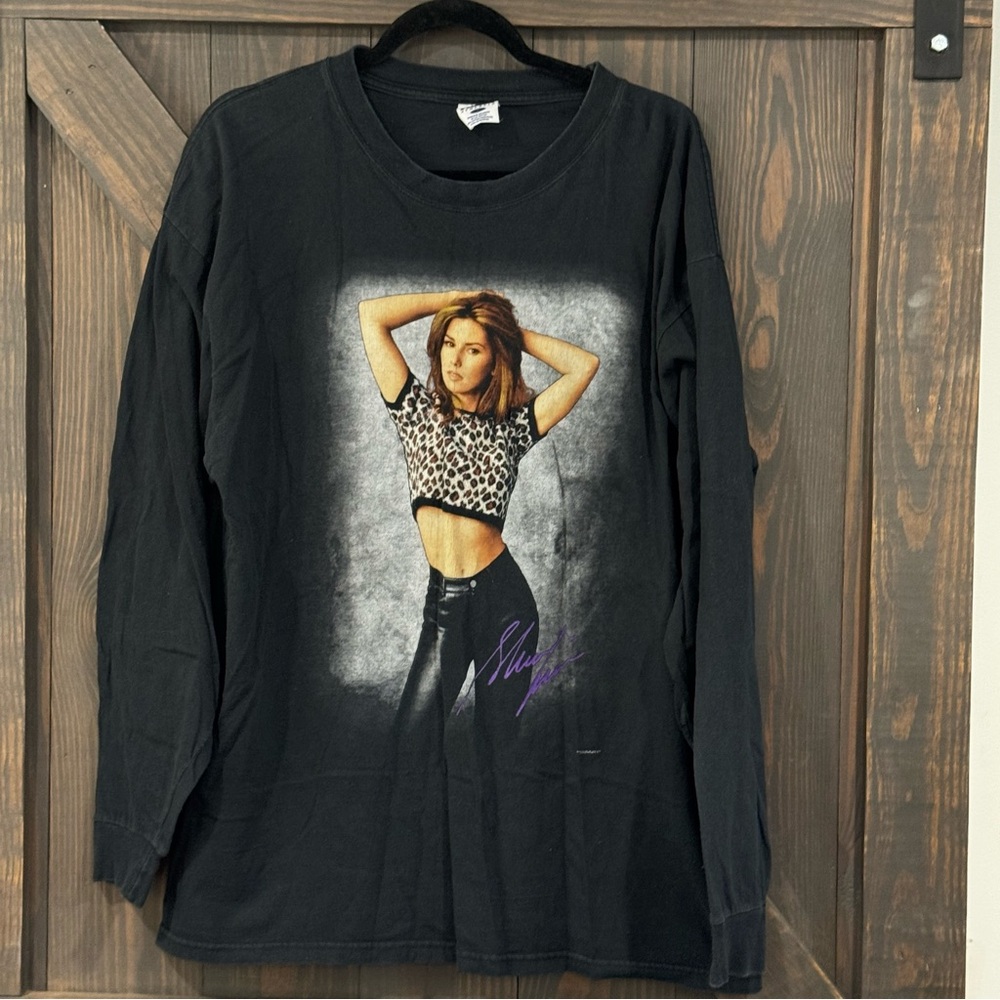 Vintage 1990’s Men’s Shania Twain Long Sleeve Concert T-Shirt Black Size‎ XL